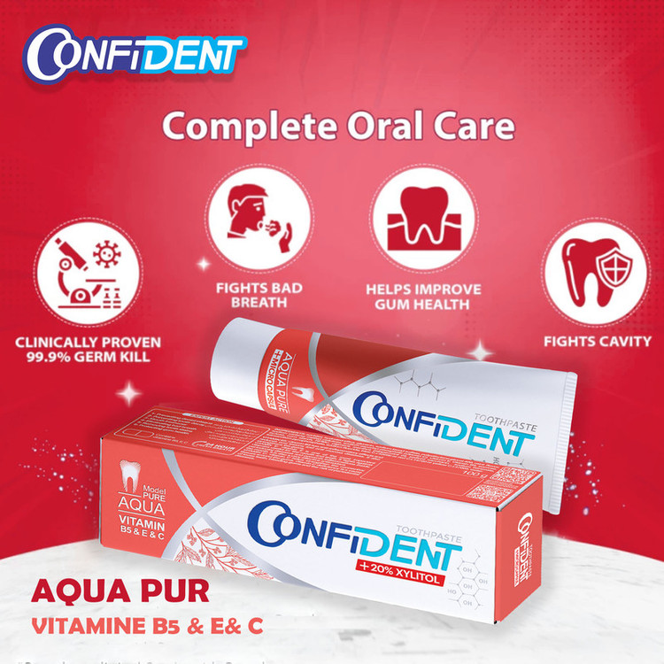 خمیر دندان ژله ای کانفیدنت مدل Aqua Pure حجم 100 گرم مجموعه 2 عددی