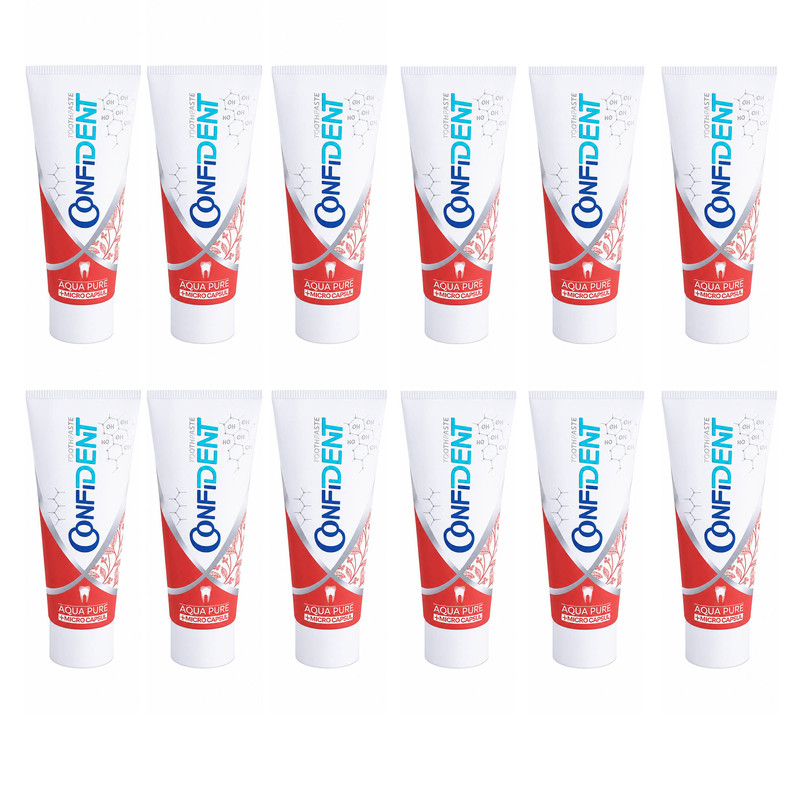 خمیر دندان ضد پوسیدگی کانفیدنت مدل Aqua-Pure012 مناسب برای انواع دندان حجم 100 میلی لیتر مجموعه 12 عددی