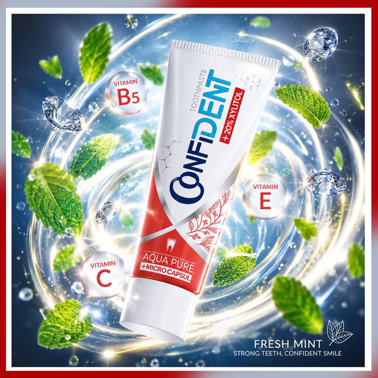 خمیر دندان ضد پوسیدگی کانفیدنت مدل Aqua-Pure012 مناسب برای انواع دندان حجم 100 میلی لیتر مجموعه 12 عددی