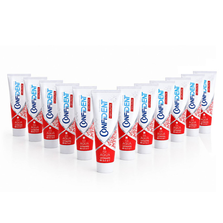 خمیر دندان ضد پوسیدگی کانفیدنت مدل Aqua-Pure012 مناسب برای انواع دندان حجم 100 میلی لیتر مجموعه 12 عددی