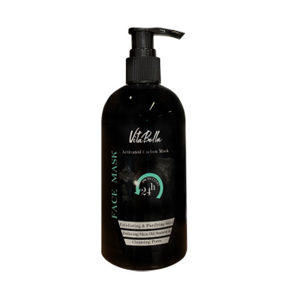 ماسک صورت ویتابلا مدل کربن فعال حجم 300 میلیلیتر لایهبردار، کاهشدهنده چربی و براقیت پوست، کوچککننده منافذ، ضد جوش سرسیاه، شادابکننده و نرمکننده پوست مناسب انواع پوست