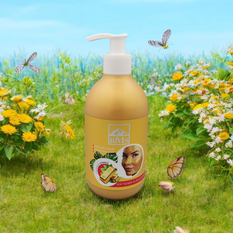ماسک صورت لایهبردار، آبرسان و درخشانکننده بی ام اس مدل GOLDEN حجم 300 میلیلیتر به همراه ماسک صورت زغالی بی ام اس حجم 300 میلیلیتر، ضد جوش، آرامشبخش و تحریککننده کلاژنسازی پوست