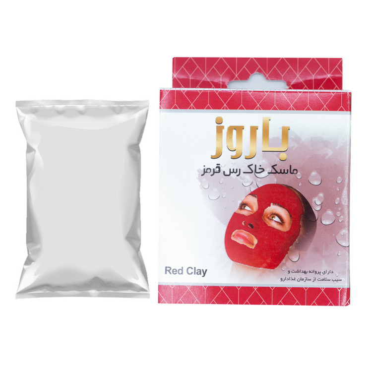 ماسک خاک رس قرمز صورت باروز 100 گرم مناسب انواع پوست، پاکسازی عمیق، رفع لکه و سمزدایی پوست، تحریک گردش خون و لایهبرداری ملایم