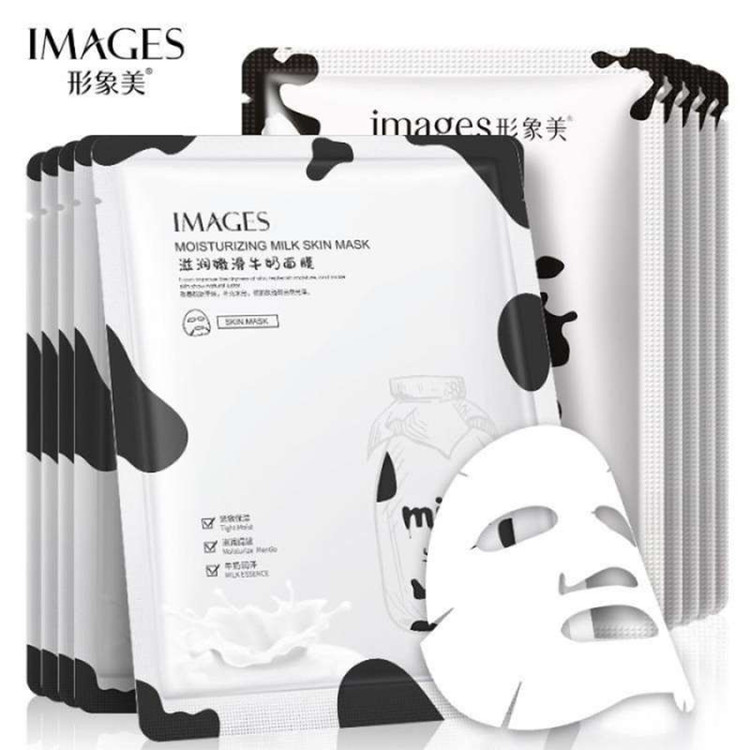 ماسک ورقهای صورت ایمجز مدل شیر گاو با حجم 25 میلیلیتر، آبرسان، مرطوبکننده، روشنکننده، درخشانکننده، جوانکننده، حاوی ویتامین و پروتئین، تنظیمکننده چربی و رطوبت، مناسب انواع پوست