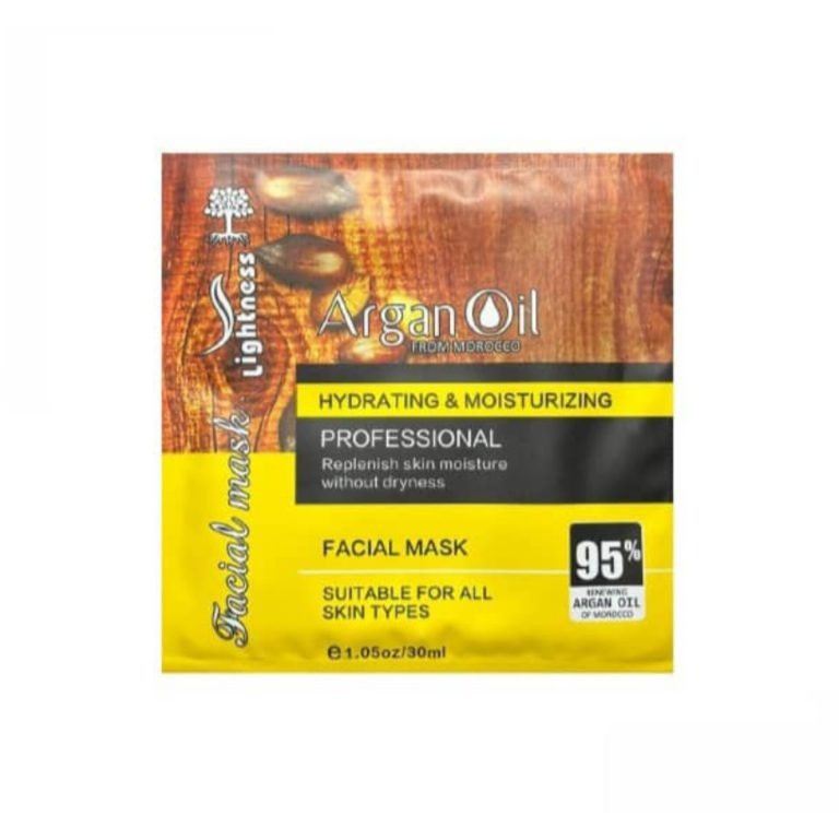 ماسک ورقهای آبرسان صورت لایتنس مدل آرگان حجم 30 میلیلیتر، مرطوبکننده، مغذی، مناسب انواع پوست