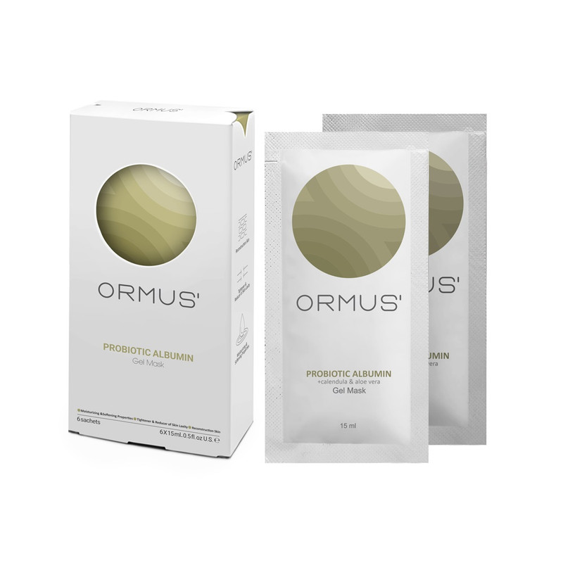 ژل ماسک صورت اورموس مدل آلبومین سفیده تخم مرغ حجم 15 میلیلیتر، مغذی، ضدالتهاب، ضد چروک، صاف کننده، بازسازیکننده، بدون سولفات، مناسب انواع پوست، بسته 6 عددی