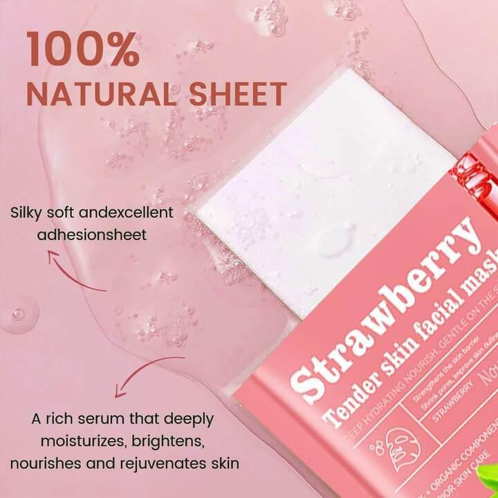 ماسک صورت سادور مدل Strawberry حجم 25 میلیلیتر، آرامشبخش، تقویتکننده، جوانکننده، درخشانکننده، حاوی ویتامین A، B و B1، مناسب انواع پوست