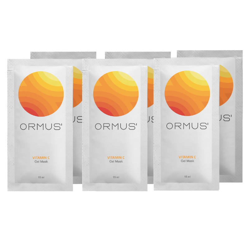 ژل ماسک صورت و بدن اورموس مدل ویتامین C حجم 15 میلیلیتر با خاصیت روشنکننده، درخشانکننده، ضد چروک، محکمکننده و لطافتبخش مناسب انواع پوست بسته 6 عددی