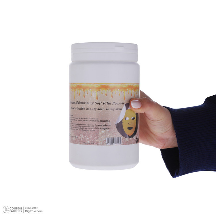 ماسک پودری صورت با گرد طلا 24 عیار، نرمکننده، روشنکننده، درخشانکننده، حاوی ویتامینهای تقویتی، وزن 500 گرم