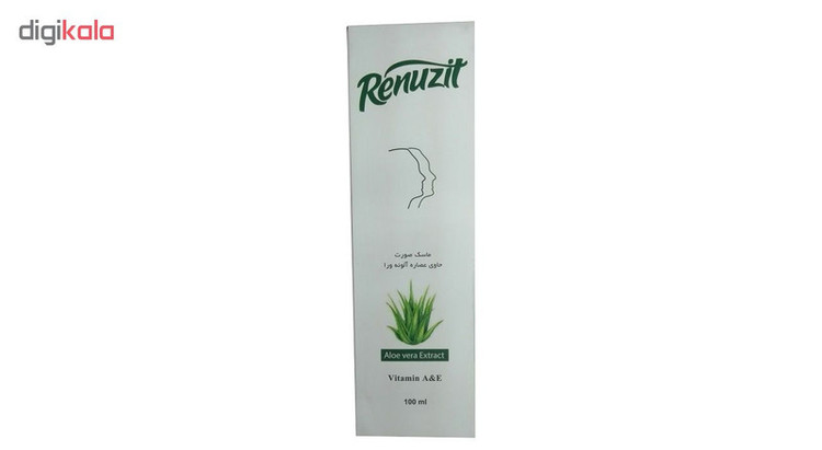 ماسک صورت رینوزیت مدل آلوئه ورا حجم 100 میلیلیتر، حاوی ویتامین A و E، از بین برنده جوشهای سرسیاه، مناسب پوست معمولی