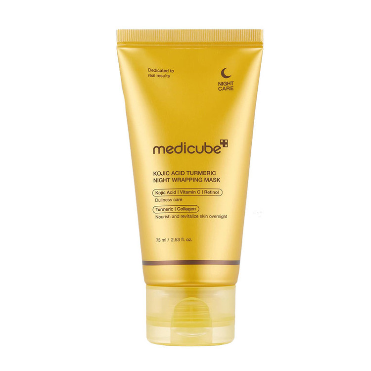 ماسک صورت مدیکیوب مدل KOJIC ACID TURMERIC NIGHT WRAPPING مناسب برای انواع پوست حجم 75 میلی لیتر