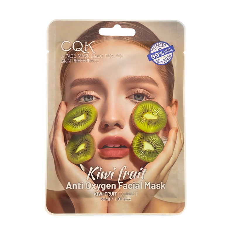 ماسک صورت سی کیو کی مدل Kiwi extract کیوی مناسب برای انواع پوست حجم 30 میلی لیتر