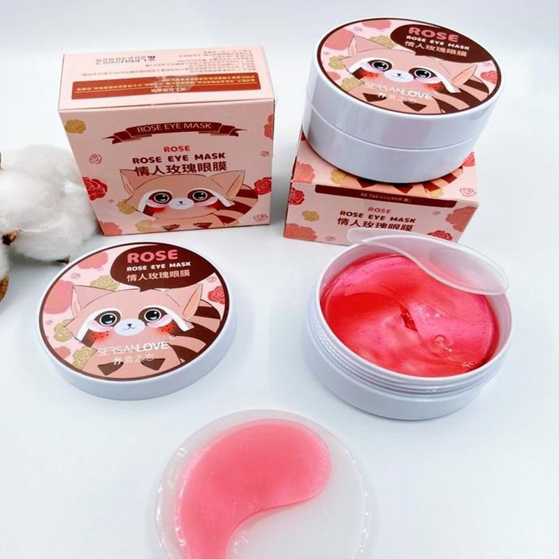 ماسک زیر چشم سرسان لاو مدل ROSE مرطوبکننده، نرمکننده، رفع تیرگی و پف زیر چشم، ضد چین و چروک، جلوگیری از پیری زودرس، حجم 90 میلیلیتر بسته 60 عددی