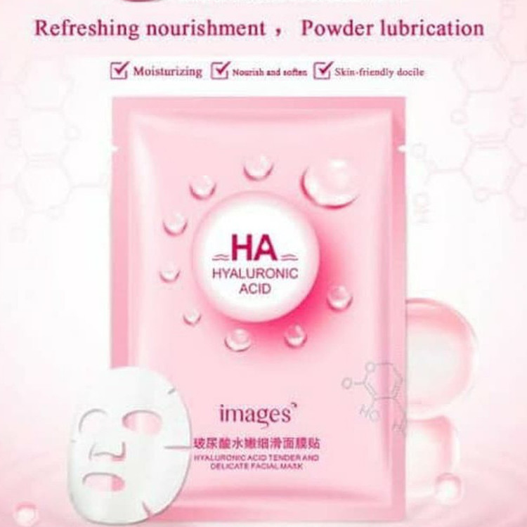 ماسک صورت آبرسان و کلاژنساز ایمجز مدل HYALURONIC ACID حجم 25 میلیلیتر، رفع چین و چروک، کنترل چربی، درمان آکنه و لکههای پوستی، افزایش لطافت و استحکام پوست