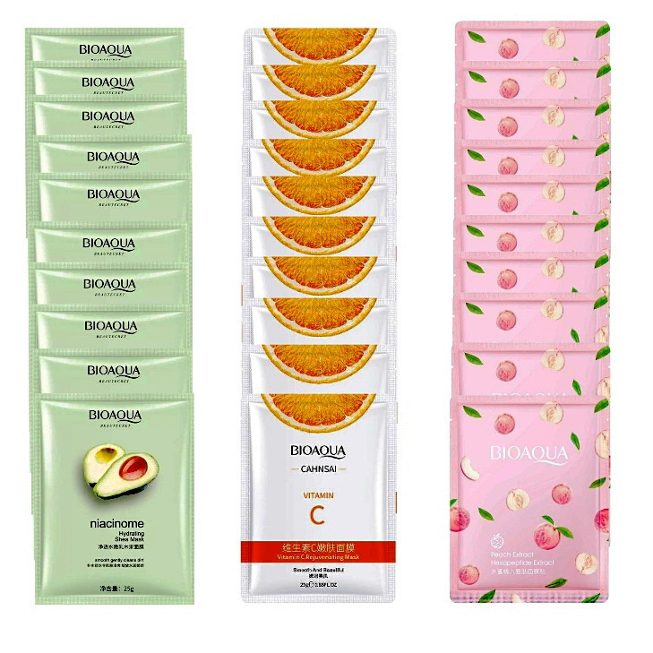 ماسک صورت بایو آکوا مدل BIO وزن 25 گرم بسته 30 عددی