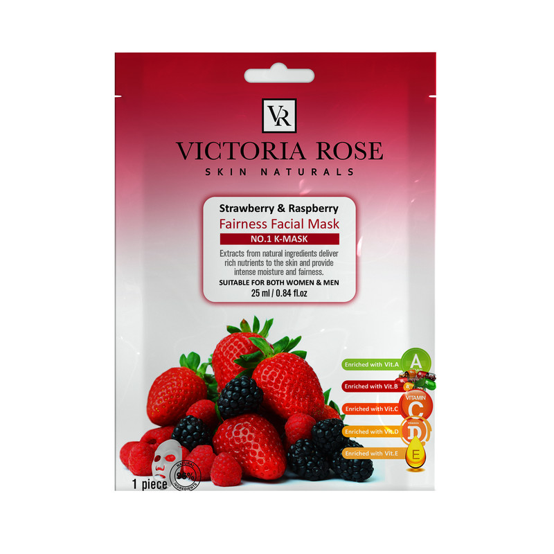 ماسک صورت ویکتوریا رز مدل Strawberry Raspberry حجم 25 میلی لیتر بسته 5 عددی