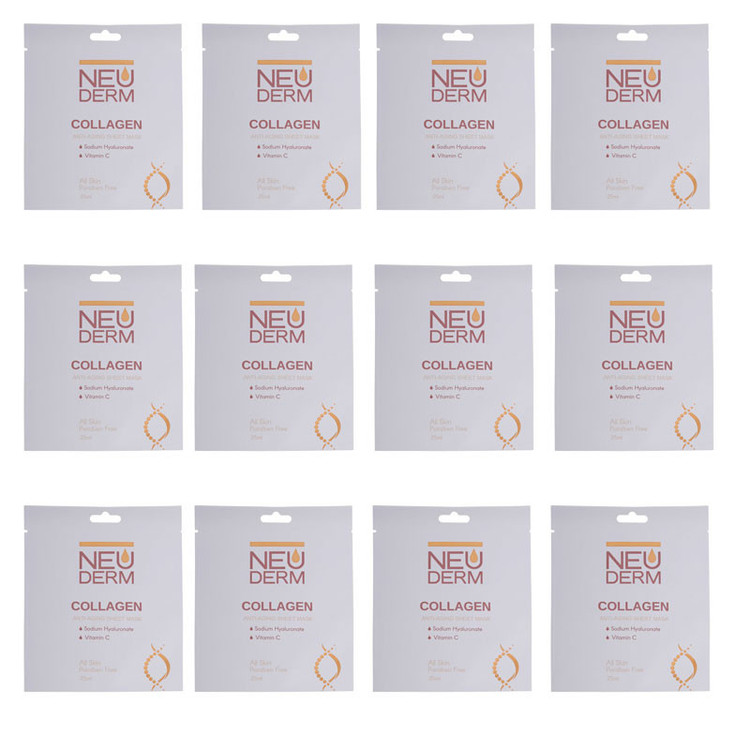 ماسک صورت نئودرم مدل Collagen مناسب برای انواع پوست حجم 25 میلی لیتر بسته 12 عددی
