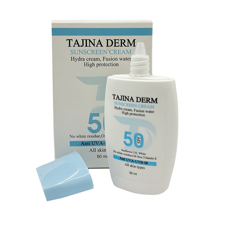 کرم ضد آفتاب بیرنگ تاجینادرم SPF 50 مدل All skin مناسب برای انواع پوست محافظ UVA/UVB حجم 50 میلیلیتر
