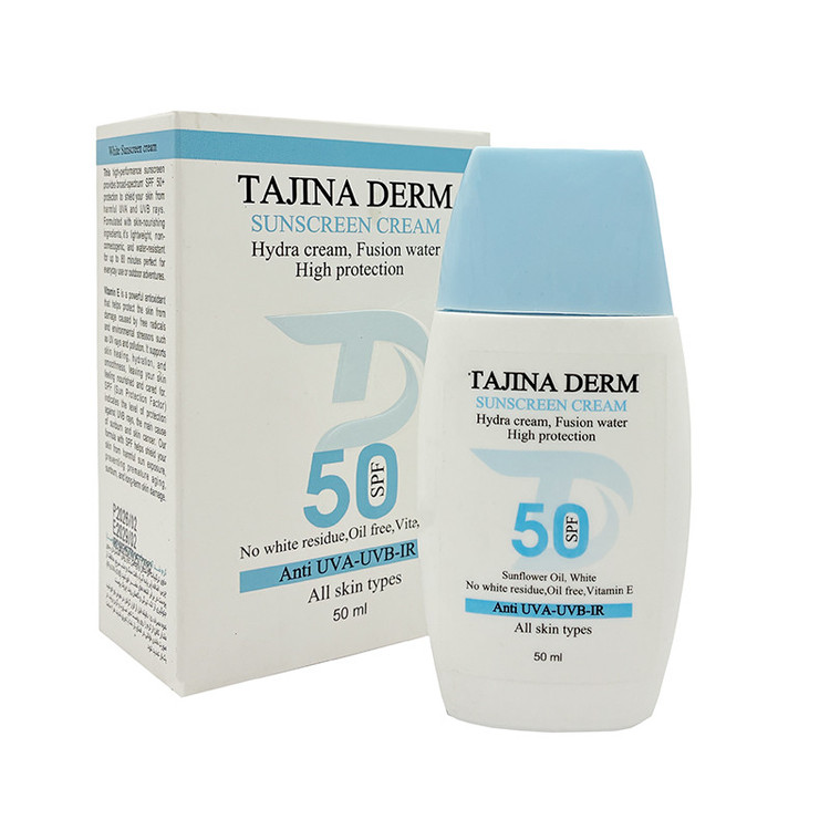کرم ضد آفتاب بیرنگ تاجینادرم SPF 50 مدل All skin مناسب برای انواع پوست محافظ UVA/UVB حجم 50 میلیلیتر