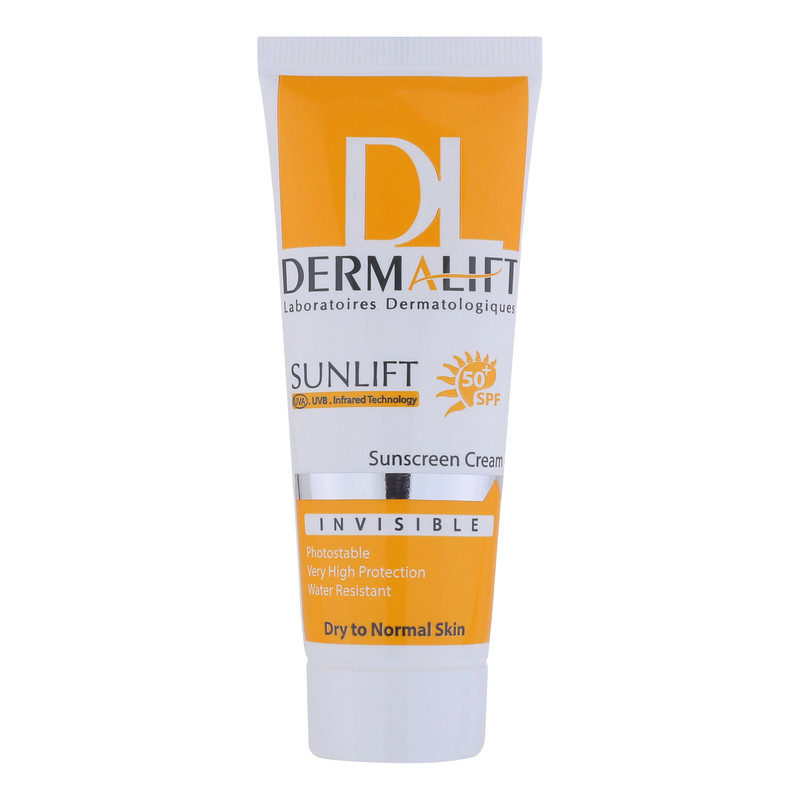 کرم ضد آفتاب بیرنگ صورت درمالیفت SPF 50 مدل SUNLIFT SPF50 محافظ UVA ،UVB، ضد آب، مناسب پوست خشک حجم 40 میلیلیتر مناسب برای خشک، معمولی حجم 40 میلیلیتر