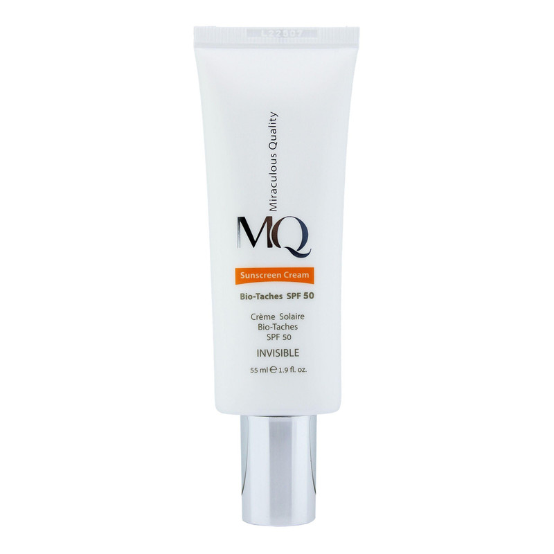 کرم ضدآفتاب بیرنگ ام کیو SPF50 مدل BIO TACHES مناسب انواع پوست، حجم 55 میلیلیتر