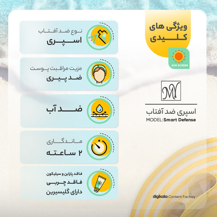 اسپری ضدآفتاب بیرنگ مای SPF50 مدل Smart Defense مناسب انواع پوست، حجم 100 میلیلیتر