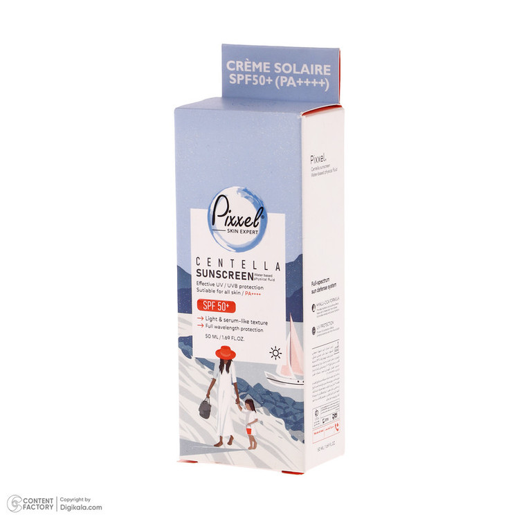 کرم ضد آفتاب بیرنگ پیکسل SPF 50 مدل Centella محافظ UVA ،UVB، ++++PA مناسب برای انواع پوست حجم 50 میلیلیتر