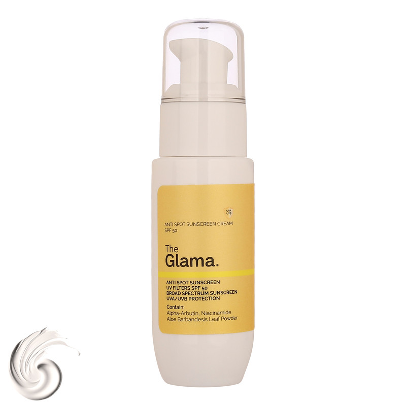 کرم ضد آفتاب ، ضد لک بیرنگ دست و صورت گلاما SPF 50 مدل Anti-Spot محافظ UVA ، UVB مناسب برای انواع پوست حجم 50 میلی لیتر