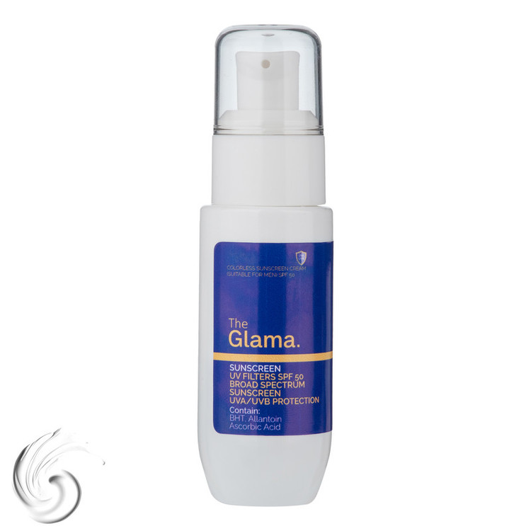 کرم ضد آفتاب بیرنگ مردانه گلاما SPF 50 مدل BHT محافظ UVA ،UVB مناسب برای انواع پوست حجم 50 میلیلیتر
