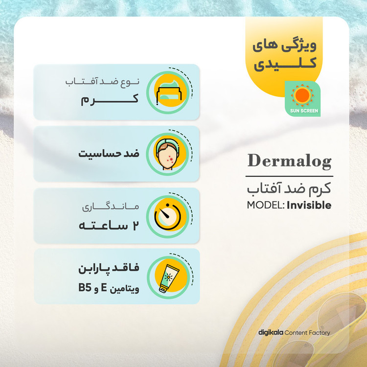 کرم ضد آفتاب بیرنگ صورت درمالوگ SPF 50 مدل 02 محافظ در برابر اشعه UVA مناسب برای انواع پوست حجم 50 میلیلیتر