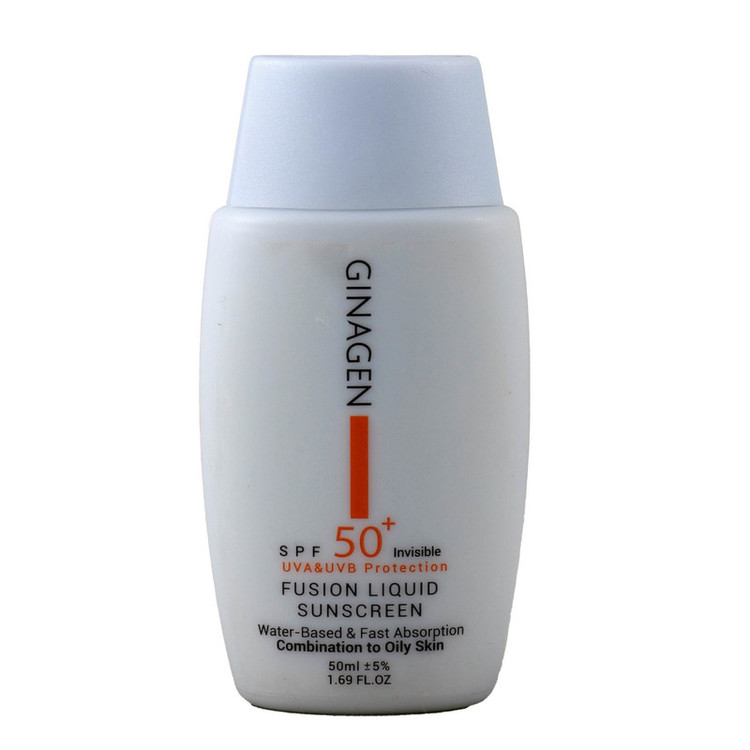 کرم ضد آفتاب بدون رنگ ژیناژن SPF 50 مدل Fusion Liquid مناسب پوستهای چرب و مختلط حجم 50 میلیلیتر