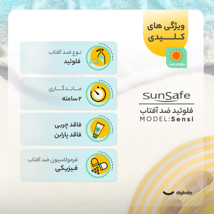کرم ضدآفتاب سانسیف مدل سنسی فلوئید +SPF50، حجم 50 میلیلیتر