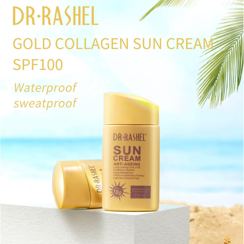 کرم ضد آفتاب بی رنگ دکتر راشل SPF 100 مدل anti aging مناسب انواع پوست حجم 80 میلی لیتر