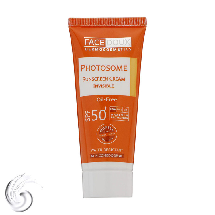 کرم ضد آفتاب بدون رنگ فیس دوکس SPF 50 مدل فوتوزوم محافظ اشعه UVA و UVB، ضد آب مناسب پوست چرب حجم 40 میلیلیتر