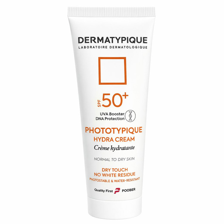 کرم ضدآفتاب بیرنگ دست صورت و بدن درماتیپیک SPF 50 مدل هیدرا محافظ UVA/UVB مناسب برای پوست خشک حجم ۵۰ میلیلیتر
