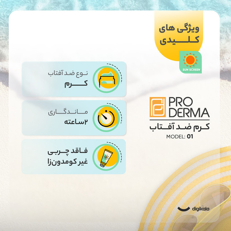 کرم ضدآفتاب رنگی پرودرما SPF50 مدل 01، مناسب پوستهای چرب، حجم 40 میلیلیتر