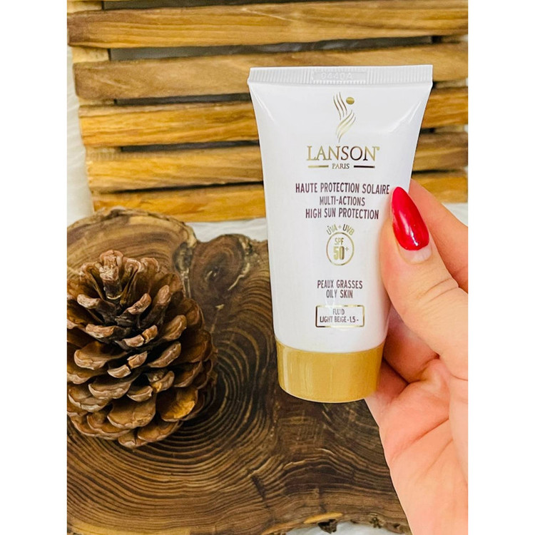 کرم ضدآفتاب رنگی لانسون SPF50 مدل مولتی اکشن شماره 1.5، مناسب پوستهای چرب، حجم 40 میلیلیتر