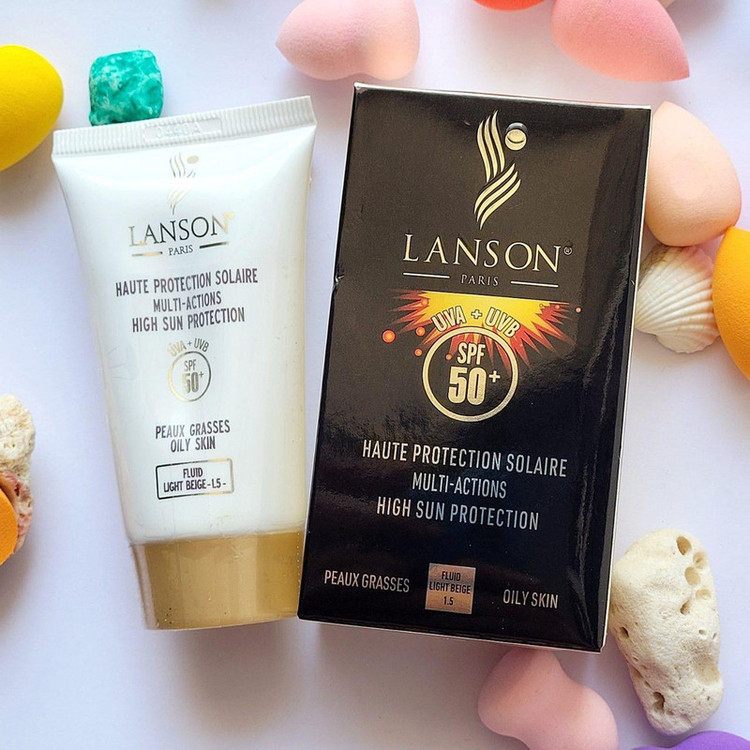 کرم ضدآفتاب رنگی لانسون SPF50 مدل مولتی اکشن شماره 1.5، مناسب پوستهای چرب، حجم 40 میلیلیتر