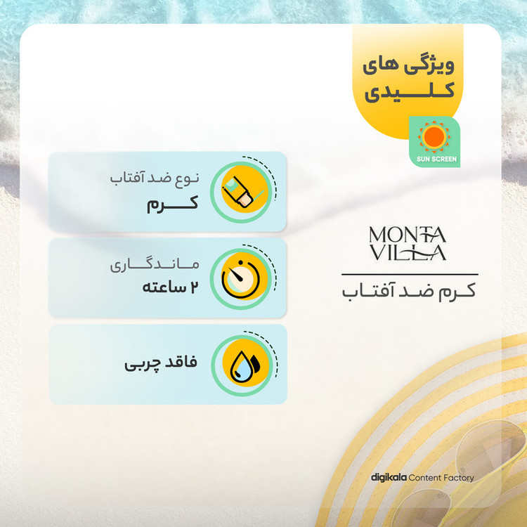 ضدآفتاب بیرنگ مونتا ویلا SPF50 مدل 01 مناسب انواع پوست، حجم 50 میلیلیتر