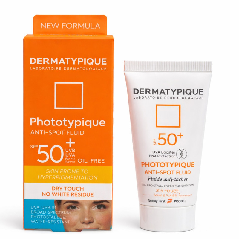 فلویید ضدآفتاب بی‌رنگ درماتیپیک SPF50 مدل Anti spot محافظ UVA/UVBمناسب برای انواع پوست حجم 40 میلی‌لیتر