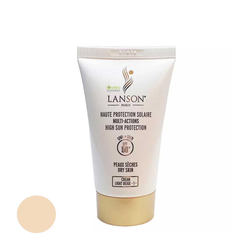 کرم ضدآفتاب رنگی لانسون SPF50 مدل مولتی اکشن شماره 1، مناسب پوستهای خشک، حجم 40 میلیلیتر