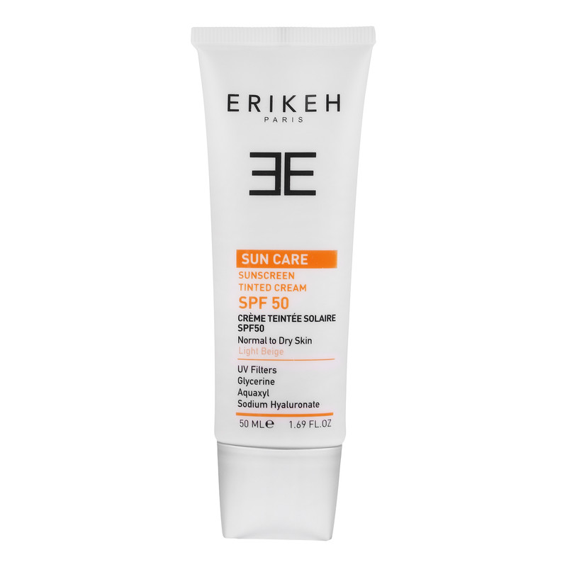 کرم ضد آفتاب رنگی صورت اریکه spf50 مدل Light Beige مناسب برای انواع پوست نرمال تا خشک حجم 50 میلیلیتر