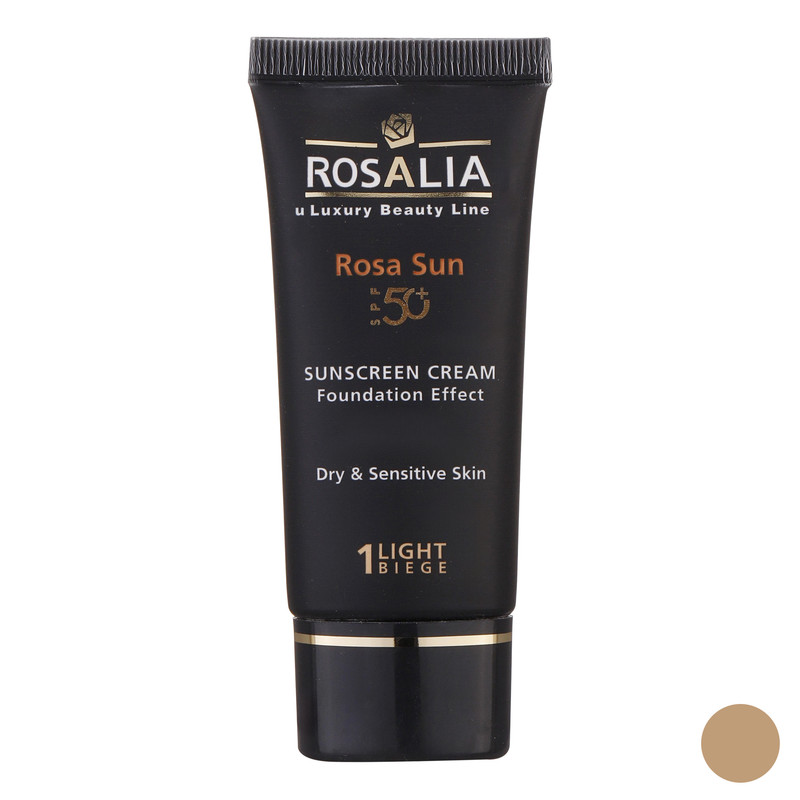 کرم ضدآفتاب رنگی رزالیا SPF50 مدل Dry and Sensitive Skin، مناسب پوستهای خشک و حساس، حجم 40 میلیلیتر