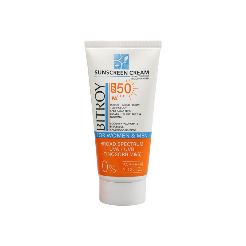 کرم ضد آفتاب بدون رنگ بیتروی SPF 50 مدل فیوژن واتر مناسب پوستهای خشک و نرمال حجم 50 میلیلیتر