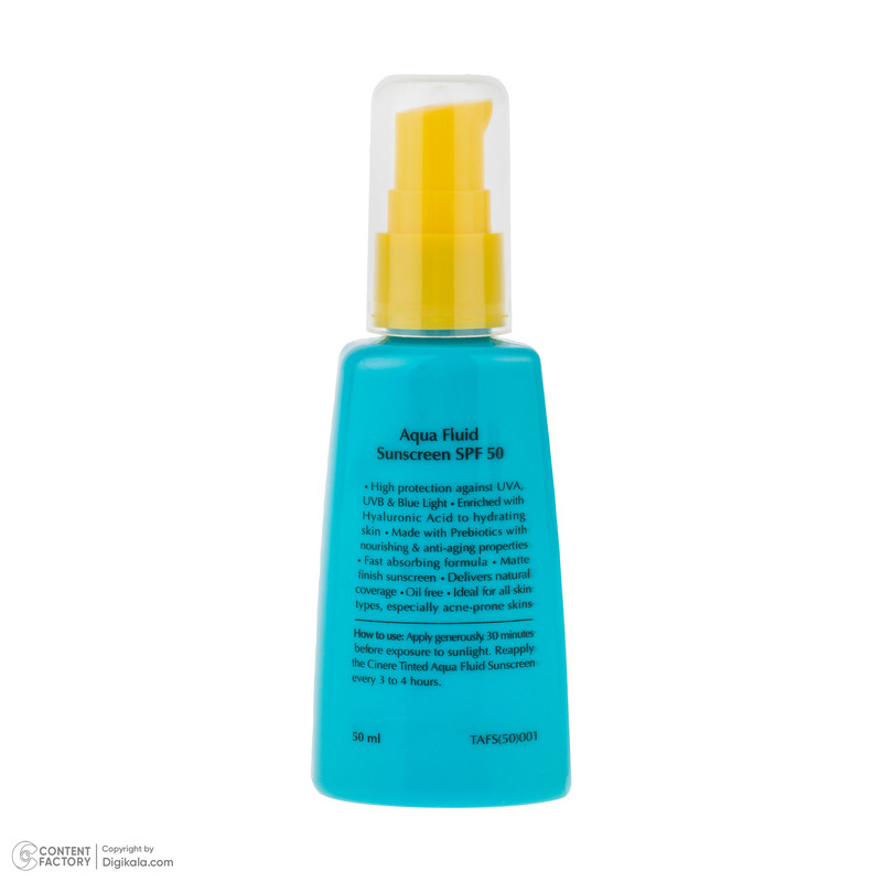 فلوئید ضد آفتاب رنگی لایت رز صورت سینره SPF 50 مدل AQUA محافظ UVA ،UVB و ++++PA مناسب برای انواع پوست حجم 50 میلیلیتر