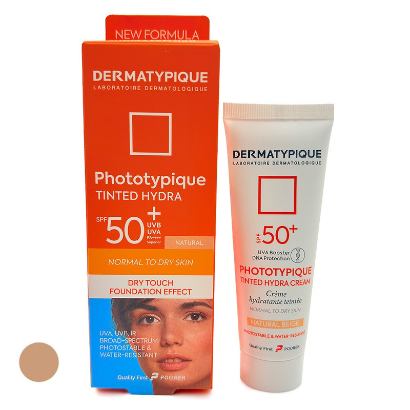 کرم ضد آفتاب رنگی درماتیپیک SPF 50 مدل Phototypique محافظ در برابر UVA ،UVB مناسب برای پوستهای خشک و نرمال حجم 50 میلیلیتر