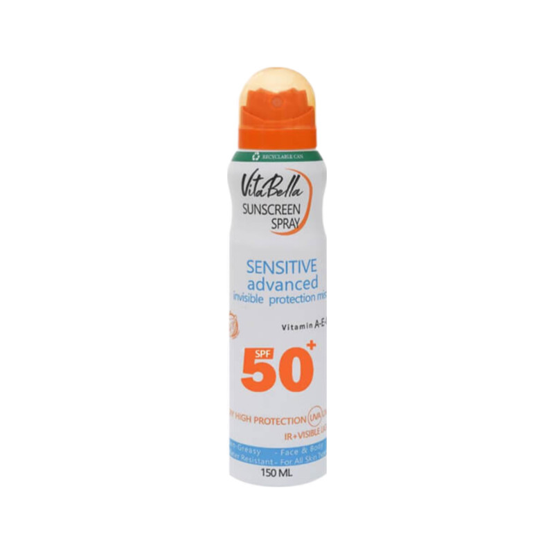 اسپری ضد آفتاب بدون رنگ ویتابلا SPF 50 مدل sun مناسب انواع پوست حجم 150 میلیلیتر
