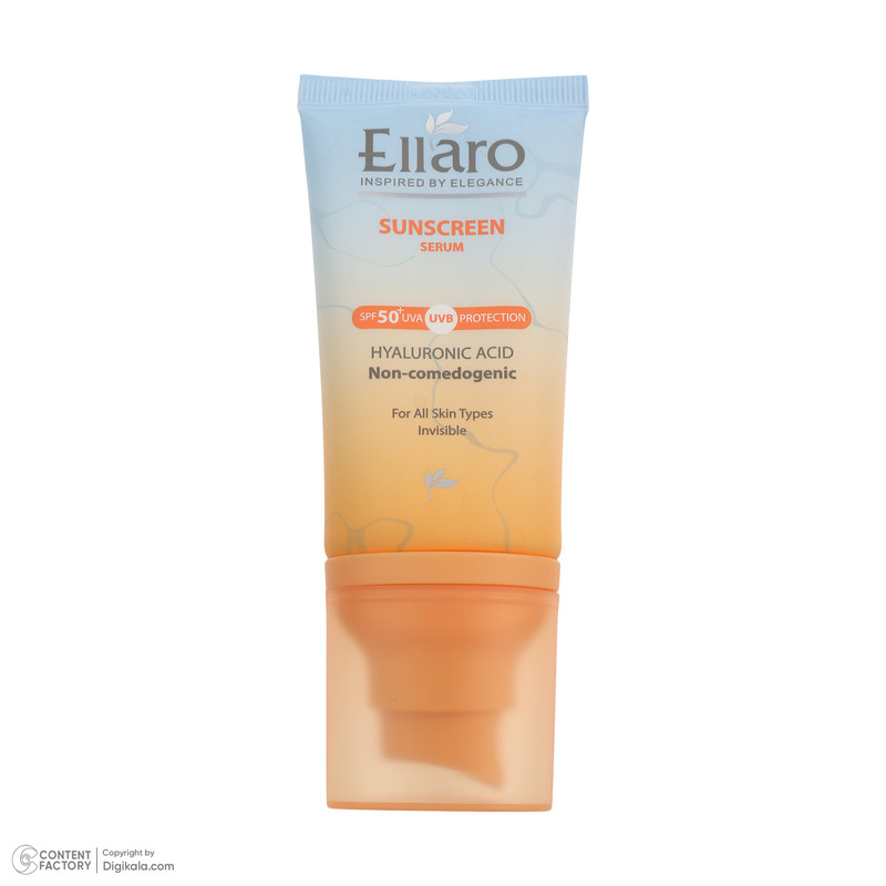 سرم ضد آفتاب بیرنگ صورت الارو SPF 50 مدل Hyaluronic acid محافظ در برابر اشعه UVA و UVB مناسب برای انواع پوست حجم 40 میلیلیتر