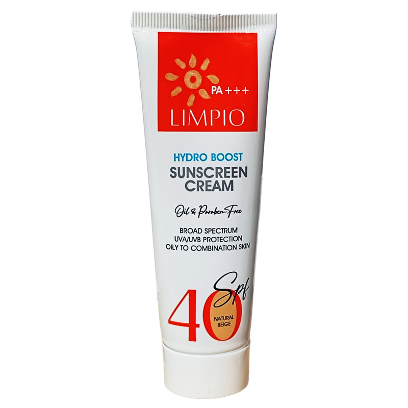 کرم ضد آفتاب بدون رنگ لیمپیو مدل SPF40 محافظ UVA ،UVB و PA+++، ضد لک و حساسیت، تنظیم ترشح چربی پوست، مناسب پوست چرب و مختلط حجم 50 میلیلیتر