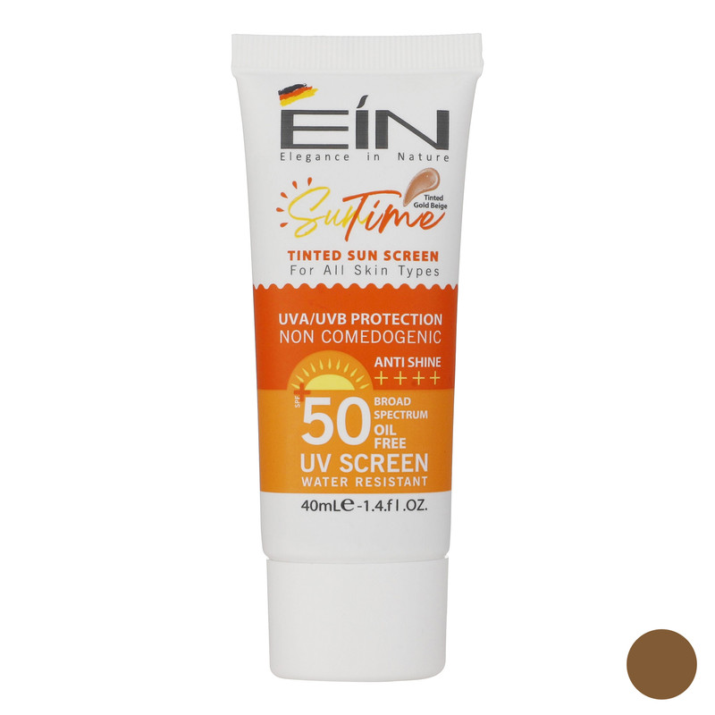 کرم ضد آفتاب رنگی ای آی ان SPF 50 مدل Suntime Gold مناسب انواع پوست حجم 40 میلیلیتر